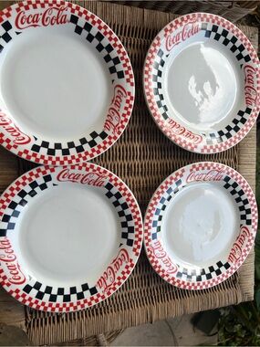 Coca Cola Red & Black Check  7 1/2” salad Plates - Set of 4